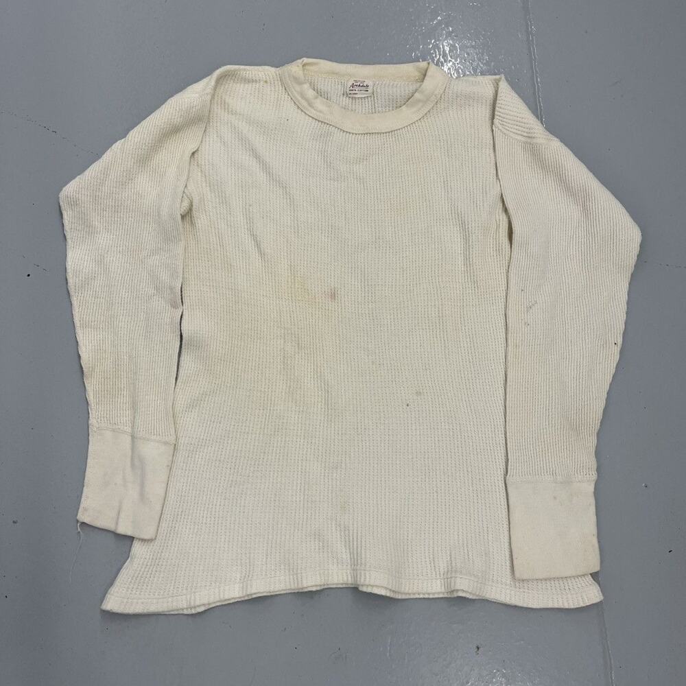 Vintage 60s Archdale Cream Cotton Long Sleeve Thermal Shirt